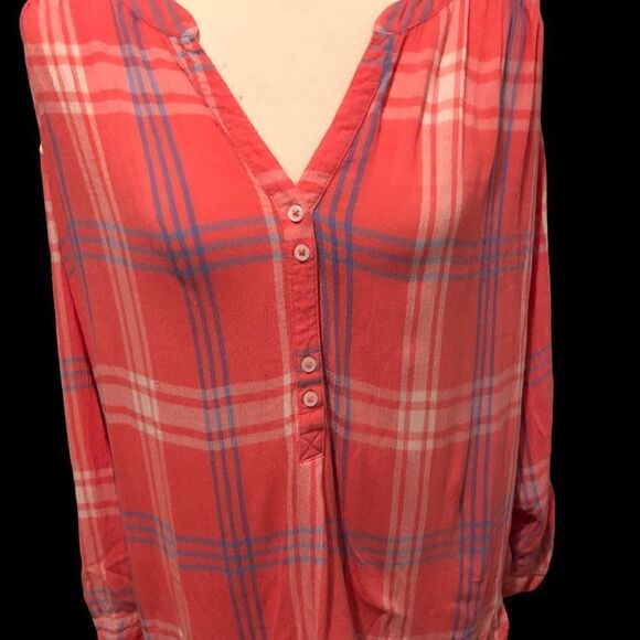 Nine West Jeans popover plaid blouse - Picture 2 of 9